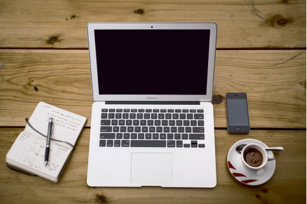 Laptop on table