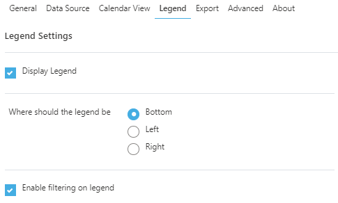 Calendar Legend View Settings