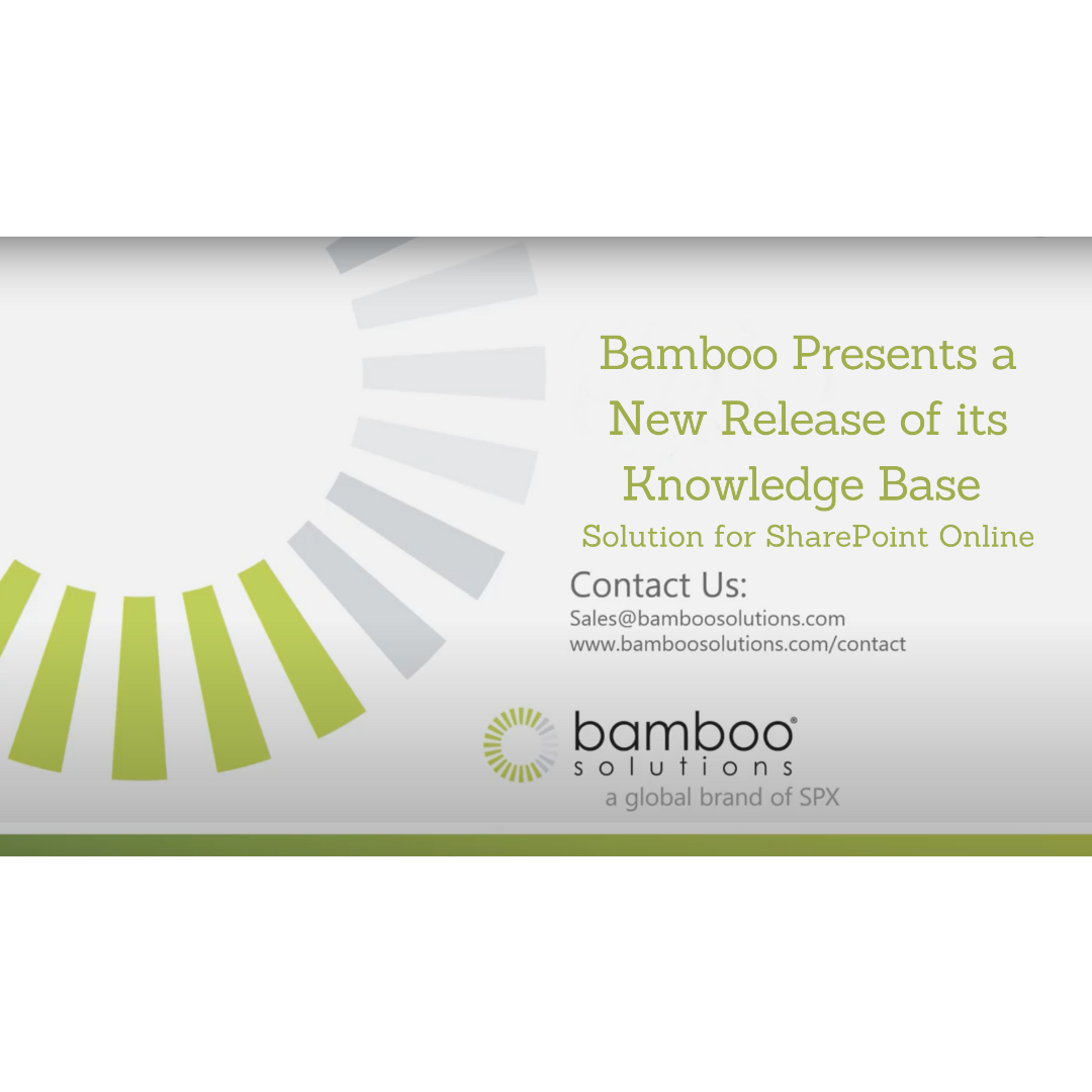 Bamboo Presents a New Release of its Knowledge Base Solution for SharePoint Online