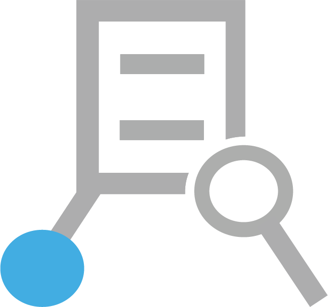 Icon image of a document and magnifying glass